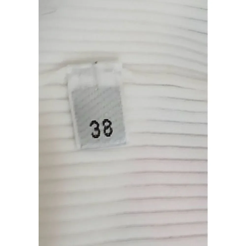Chanel womens small white top ribbed stretch 100% authentic Short Sleeve